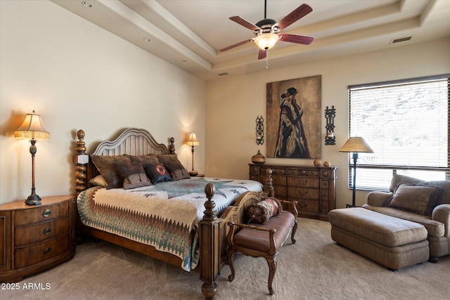7731 E Soaring Eagle Way, Scottsdale, AZ 85266 - bedroom with carpet floors and a tray ceiling