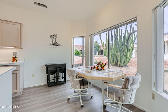 dining room with light hardwood / wood-style flooring