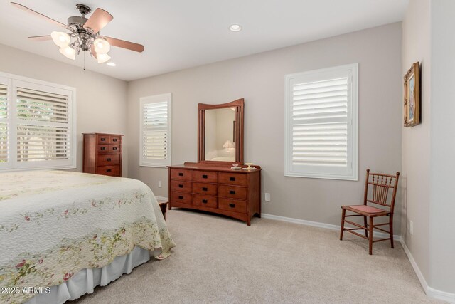20603 W Alsap Rd, Buckeye, AZ 85396 - bedroom featuring light carpet, baseboards, a ceiling fan, and recessed lighting