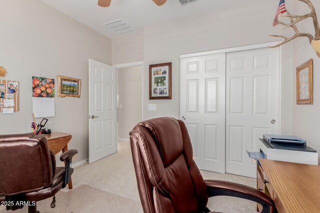 20603 W Alsap Rd, Buckeye, AZ 85396 - office featuring light colored carpet, a ceiling fan, and baseboards