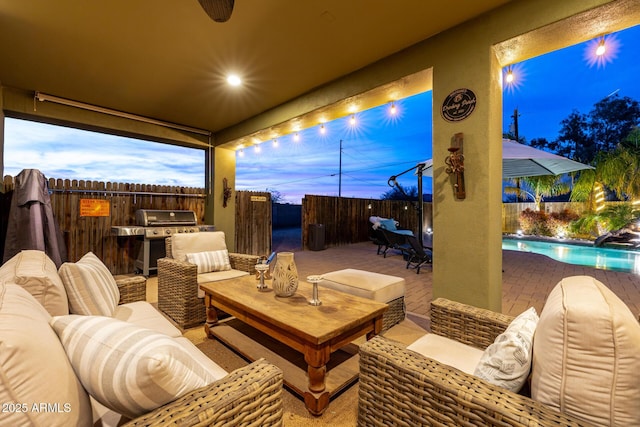 38106 N 2nd Ln, Phoenix, AZ 85086 - fenced backyard featuring outdoor lounge area, a grill, and a patio area