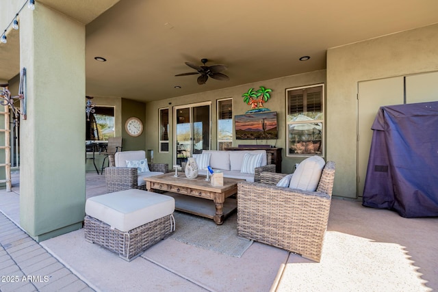 38106 N 2nd Ln, Phoenix, AZ 85086 - view of patio / terrace featuring a ceiling fan and an outdoor living space