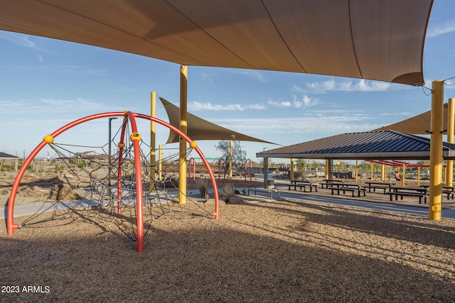 view of jungle gym featuring a gazebo