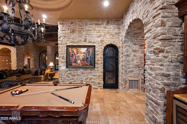 game room featuring wine cooler and pool table