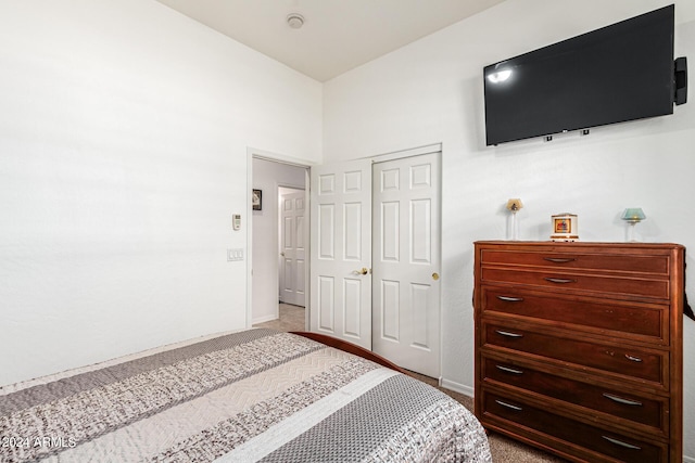 carpeted bedroom featuring a closet