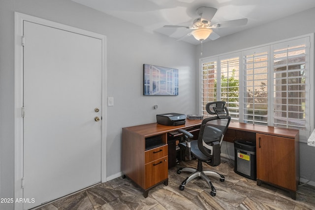 office featuring ceiling fan