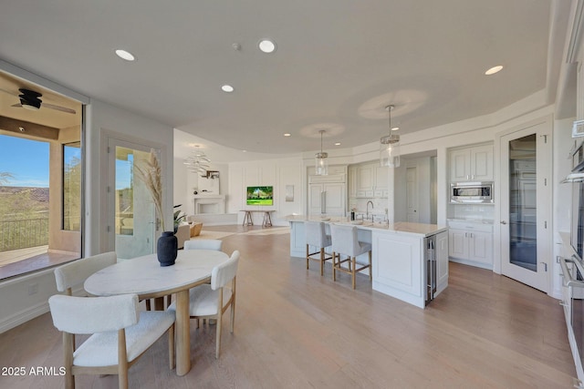 dining area featuring light hardwood / wood-style floors