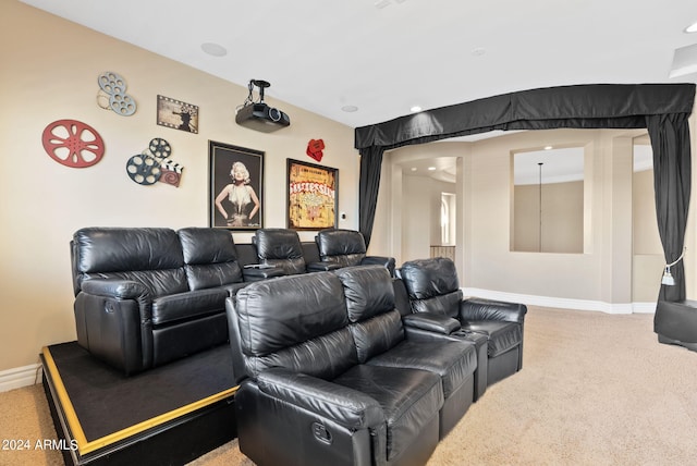 view of carpeted home theater room