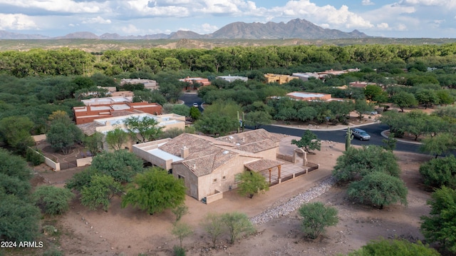 birds eye view of property with a mountain view
