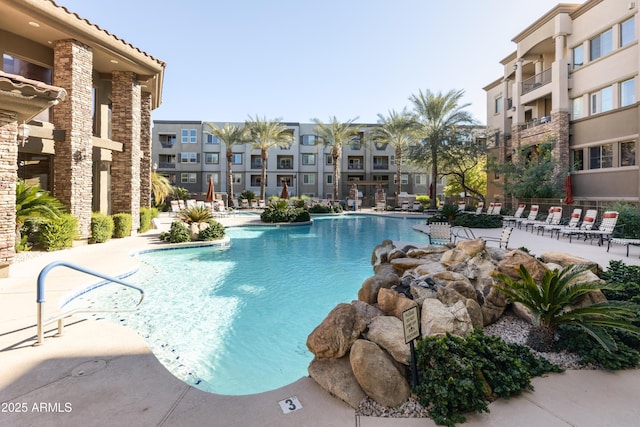 view of pool with a patio