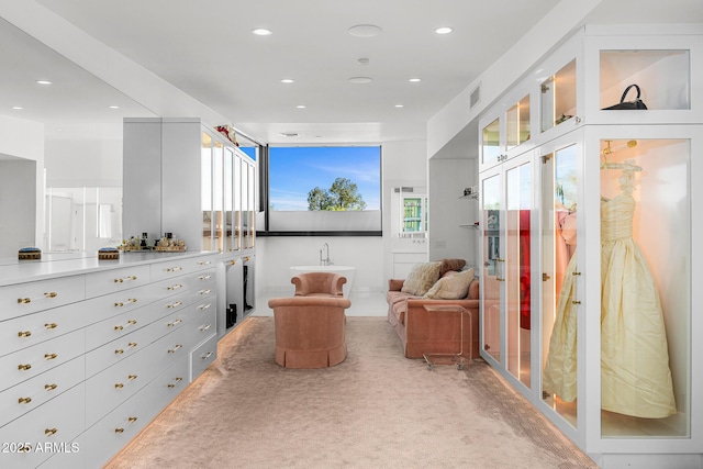 4218 E Palo Verde Dr, Phoenix, AZ 85018 - living area with light colored carpet, visible vents, and recessed lighting