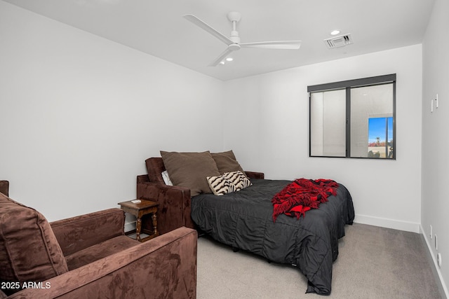 4218 E Palo Verde Dr, Phoenix, AZ 85018 - bedroom featuring carpet, visible vents, recessed lighting, ceiling fan, and baseboards