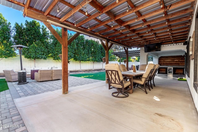 view of patio / terrace with an outdoor hangout area and a pool