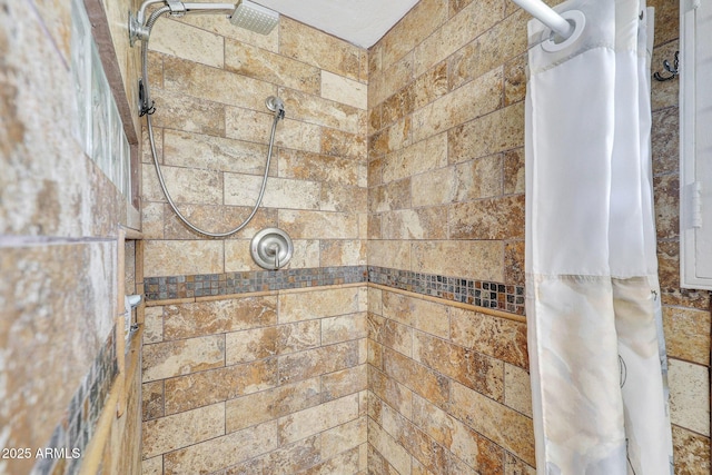 interior details featuring tiled shower