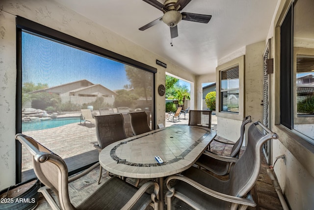7342 E Norwood St, Mesa, AZ 85207 - view of patio / terrace with outdoor dining area and a ceiling fan