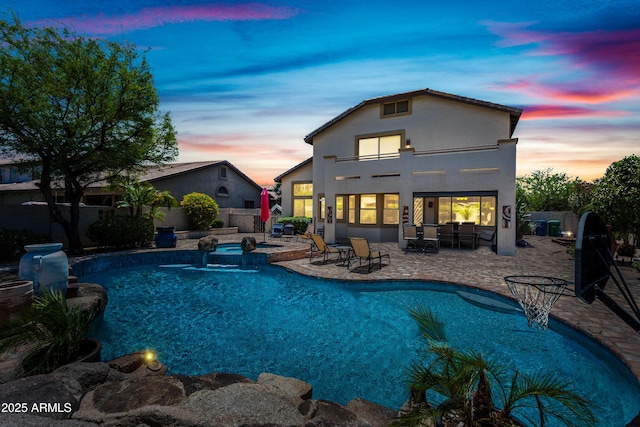 7342 E Norwood St, Mesa, AZ 85207 - view of swimming pool with a patio, a pool with connected hot tub, and a fenced backyard
