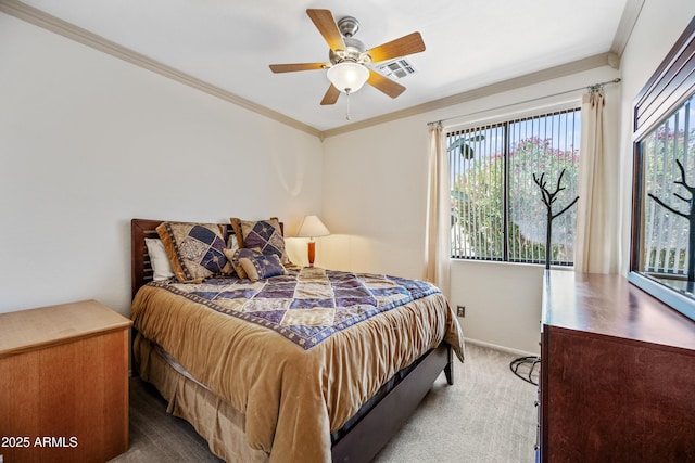 7342 E Norwood St, Mesa, AZ 85207 - carpeted bedroom with ornamental molding, baseboards, and a ceiling fan