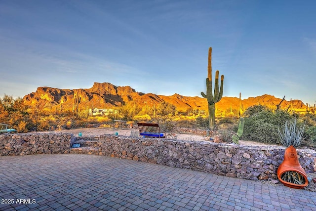 exterior space with a mountain view