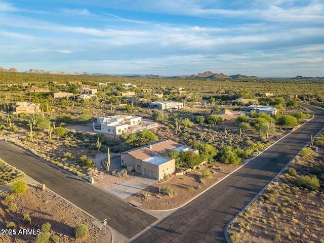 bird's eye view featuring a residential view and a mountain view