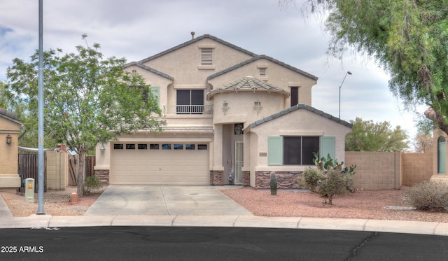 44890 W Desert Garden Rd, Maricopa, AZ 85139 - view of front of property with stone siding, stucco siding, and driveway