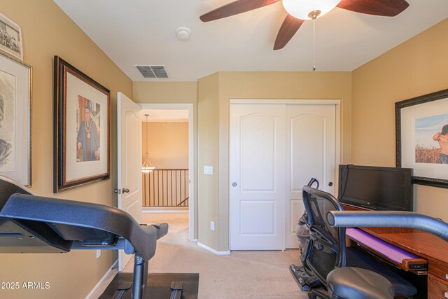 44890 W Desert Garden Rd, Maricopa, AZ 85139 - office area featuring light colored carpet, ceiling fan, and baseboards