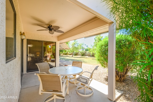 view of patio / terrace with ceiling fan