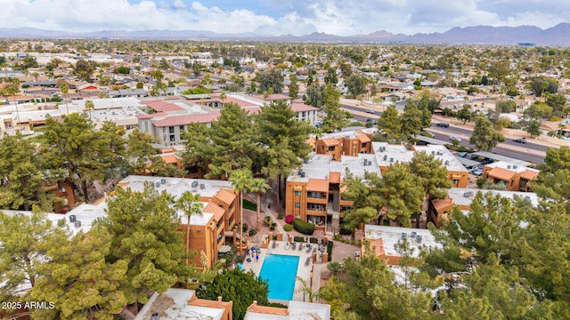 aerial view with a residential view and a mountain view