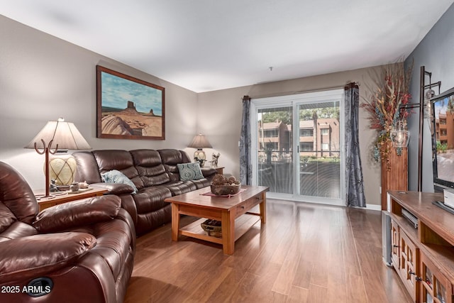 living area featuring wood finished floors