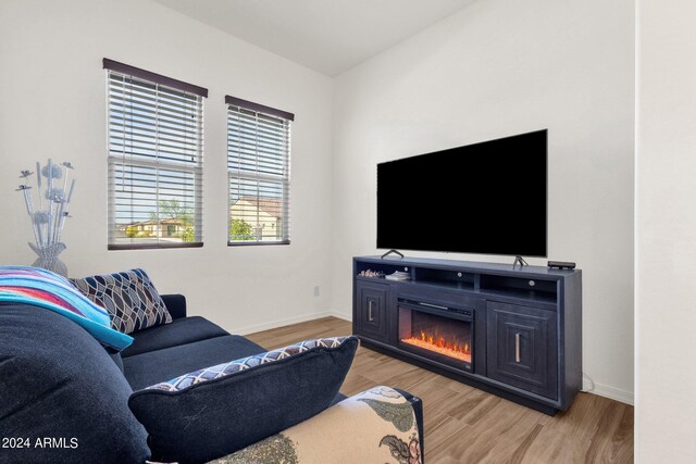 living room with light wood-type flooring