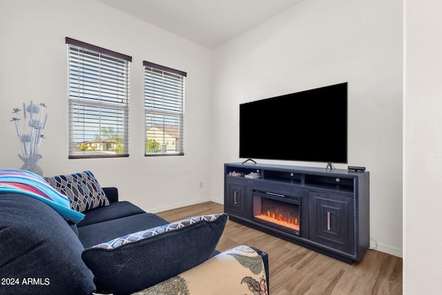 living room with light wood-type flooring