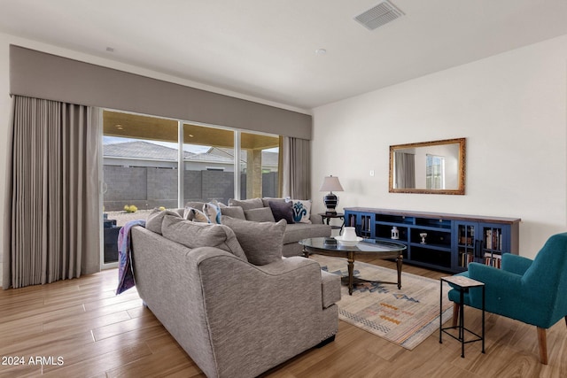 living room featuring light hardwood / wood-style floors