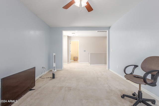 interior space featuring light colored carpet