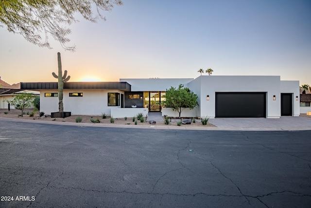 contemporary home with a garage