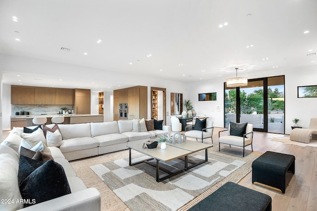 living room featuring light wood-type flooring