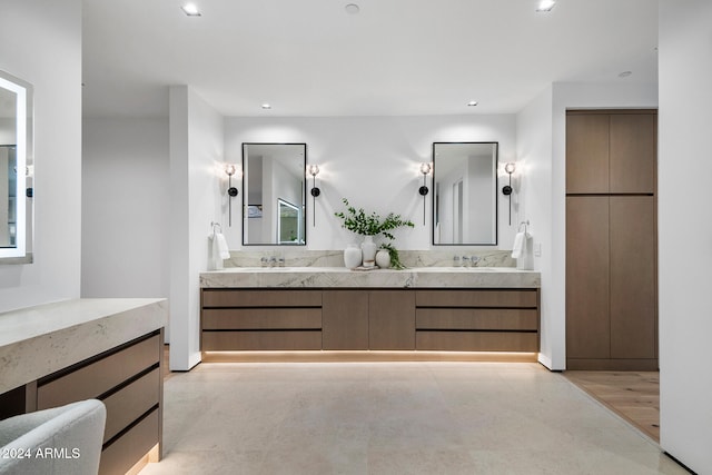 bathroom featuring hardwood / wood-style floors and vanity