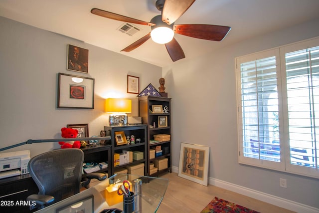 10655 N 9th St Unit 112, Phoenix, AZ 85020 - office area featuring plenty of natural light, ceiling fan, and light wood-type flooring