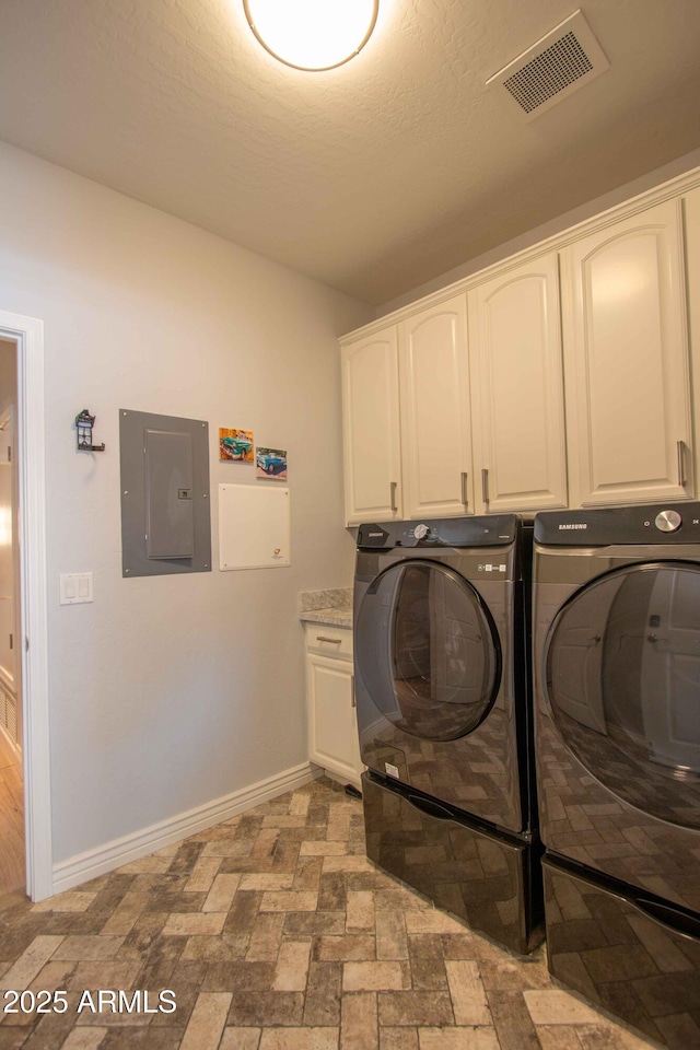 10655 N 9th St Unit 112, Phoenix, AZ 85020 - laundry area featuring electric panel, cabinet space, and washer and clothes dryer