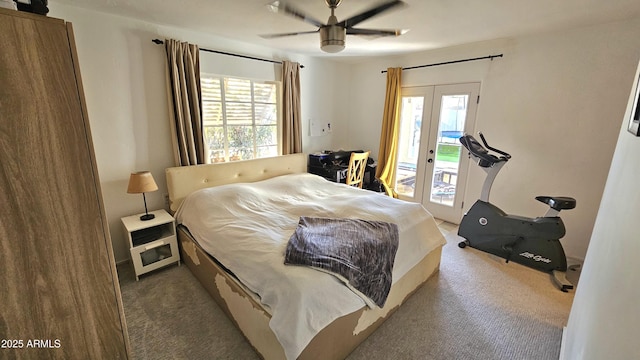 1520 W Encanto Blvd, Phoenix, AZ 85007 - bedroom with multiple windows, carpet floors, ceiling fan, and access to outside
