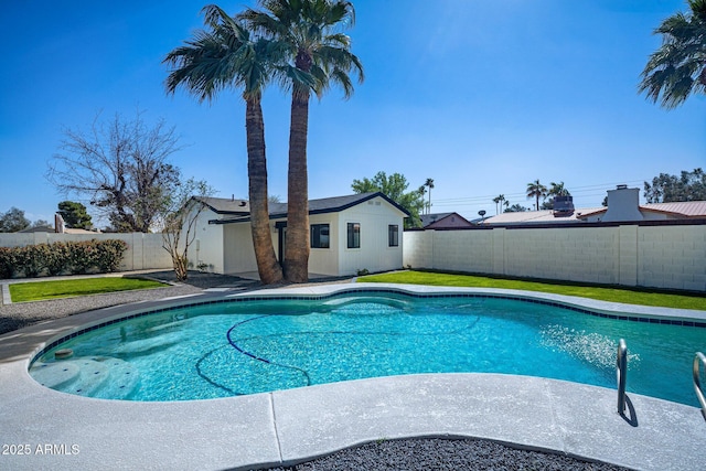 view of pool featuring a fenced in pool and a fenced backyard