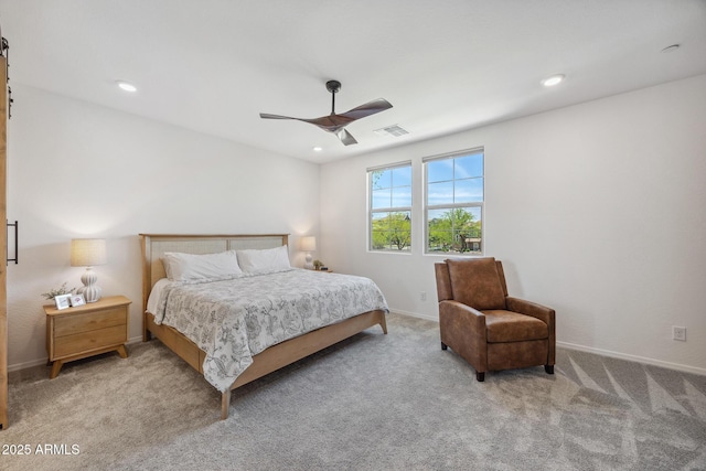 2628 S Voyager Dr Unit 104, Gilbert, AZ 85295 - bedroom with carpet flooring, ceiling fan, baseboards, and recessed lighting