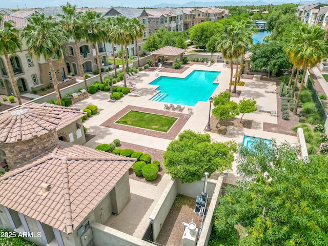 2628 S Voyager Dr Unit 104, Gilbert, AZ 85295 - community pool featuring a gazebo and a residential view