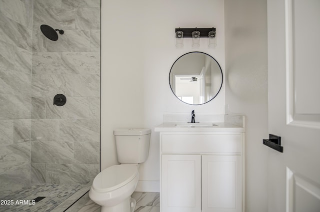 3767 N 363rd Ave, Tonopah, AZ 85354 - full bathroom featuring a tile shower, vanity, and marble finish floors