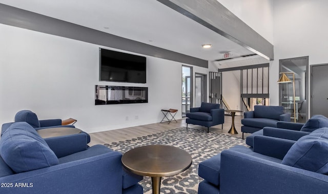 living area featuring wood finished floors