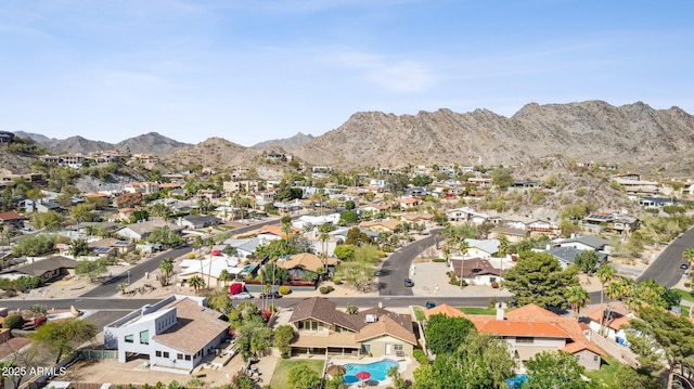 bird's eye view with a mountain view and a residential view