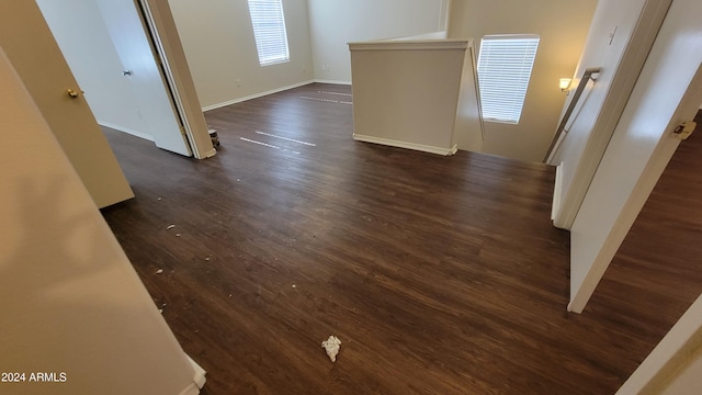 interior space with dark wood-type flooring