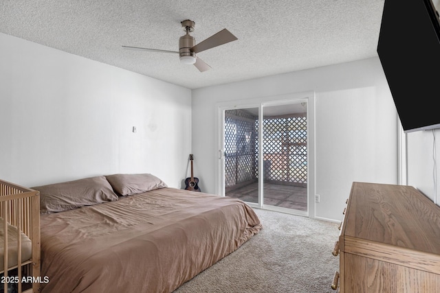 3222 W Hearn Rd, Phoenix, AZ 85053 - carpeted bedroom featuring a textured ceiling, access to exterior, and a ceiling fan