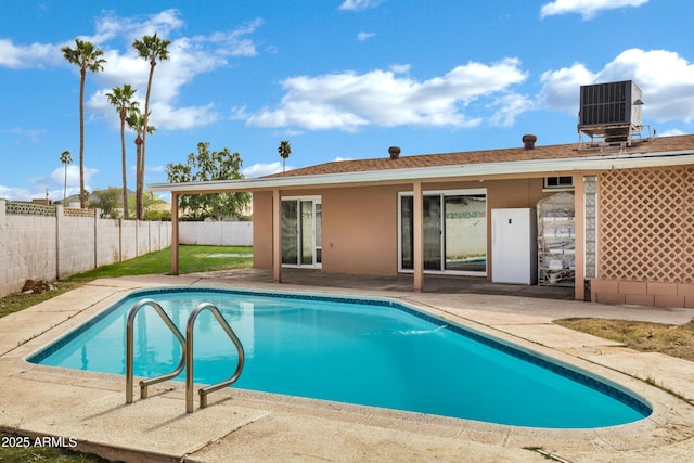 3222 W Hearn Rd, Phoenix, AZ 85053 - view of swimming pool with a patio, cooling unit, a fenced backyard, and a fenced in pool