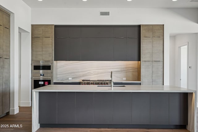 13278 E Buckskin Trl, Scottsdale, AZ 85255 - kitchen with modern cabinets, a sink, gray cabinets, and recessed lighting