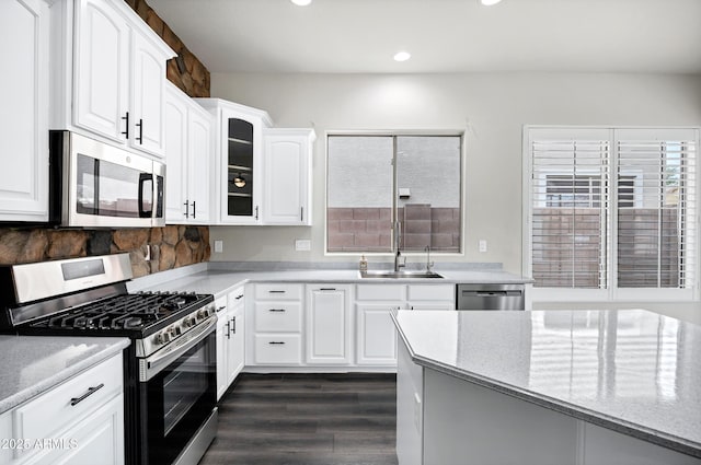 1612 E Zion Way, Chandler, AZ 85249 - kitchen featuring sink, appliances with stainless steel finishes, white cabinets, and light stone counters