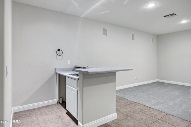 1612 E Zion Way, Chandler, AZ 85249 - kitchen featuring sink, kitchen peninsula, white cabinetry, and light tile patterned floors
